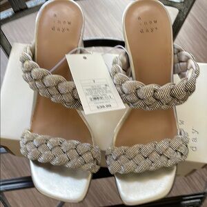 A New Day Women's Silver Braided Sandals
